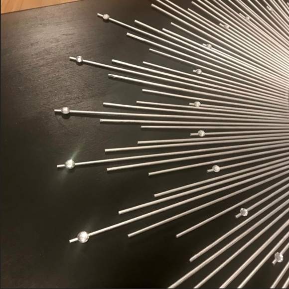 Large 35" Silver Sunburst Mirror with Gems Decorative Wall Mirror - Picture 3 of 10